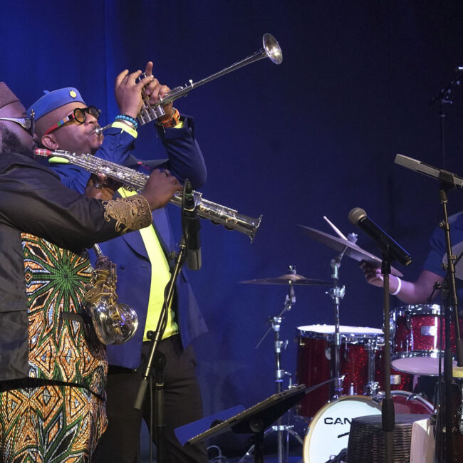 Etienne Charles in performance at the VT Jazz Center, September 21, 2024 | photo by Jeffrey Starratt