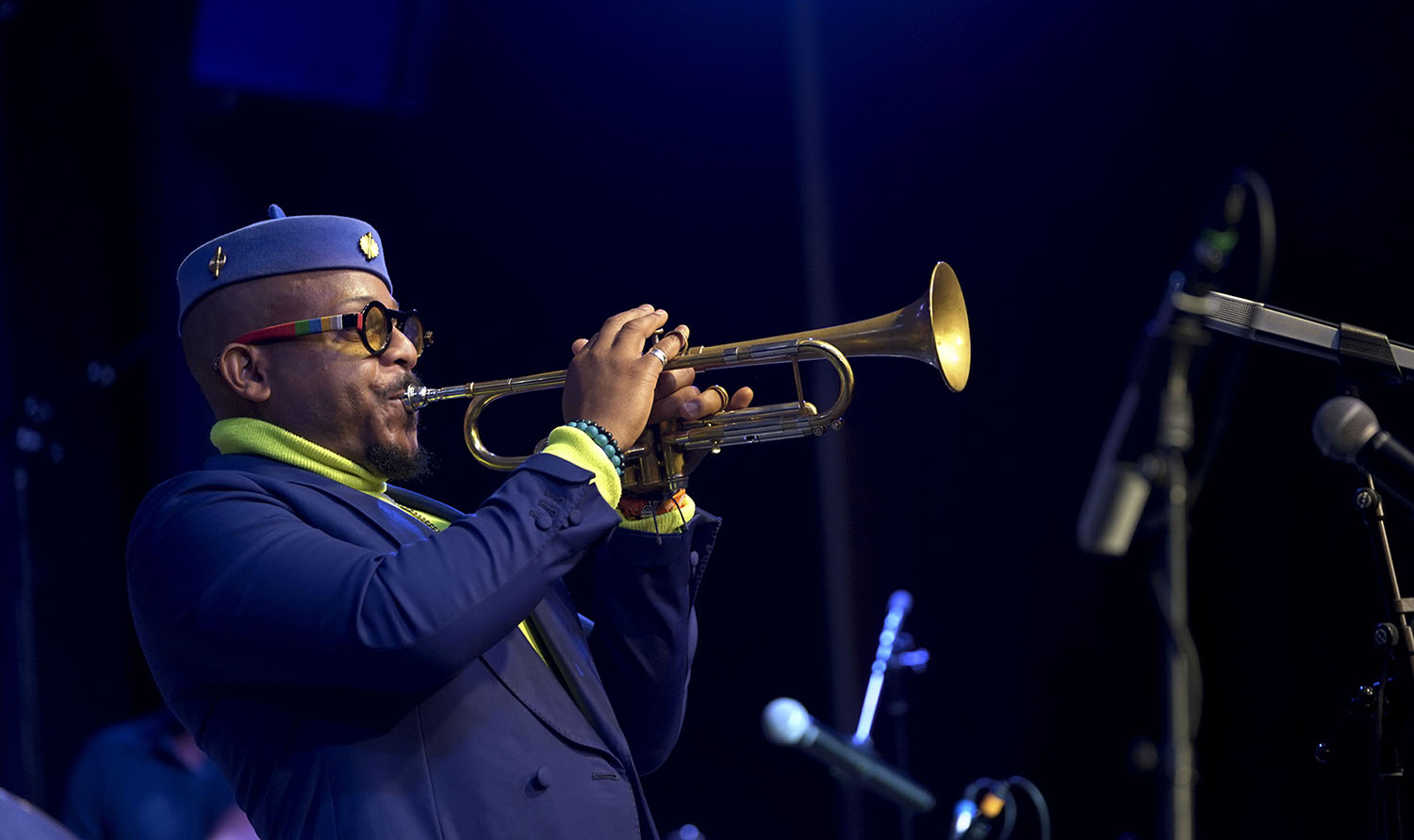 Etienne Charles in performance at the VT Jazz Center, September 21, 2024 | photo by Jeffrey Starratt